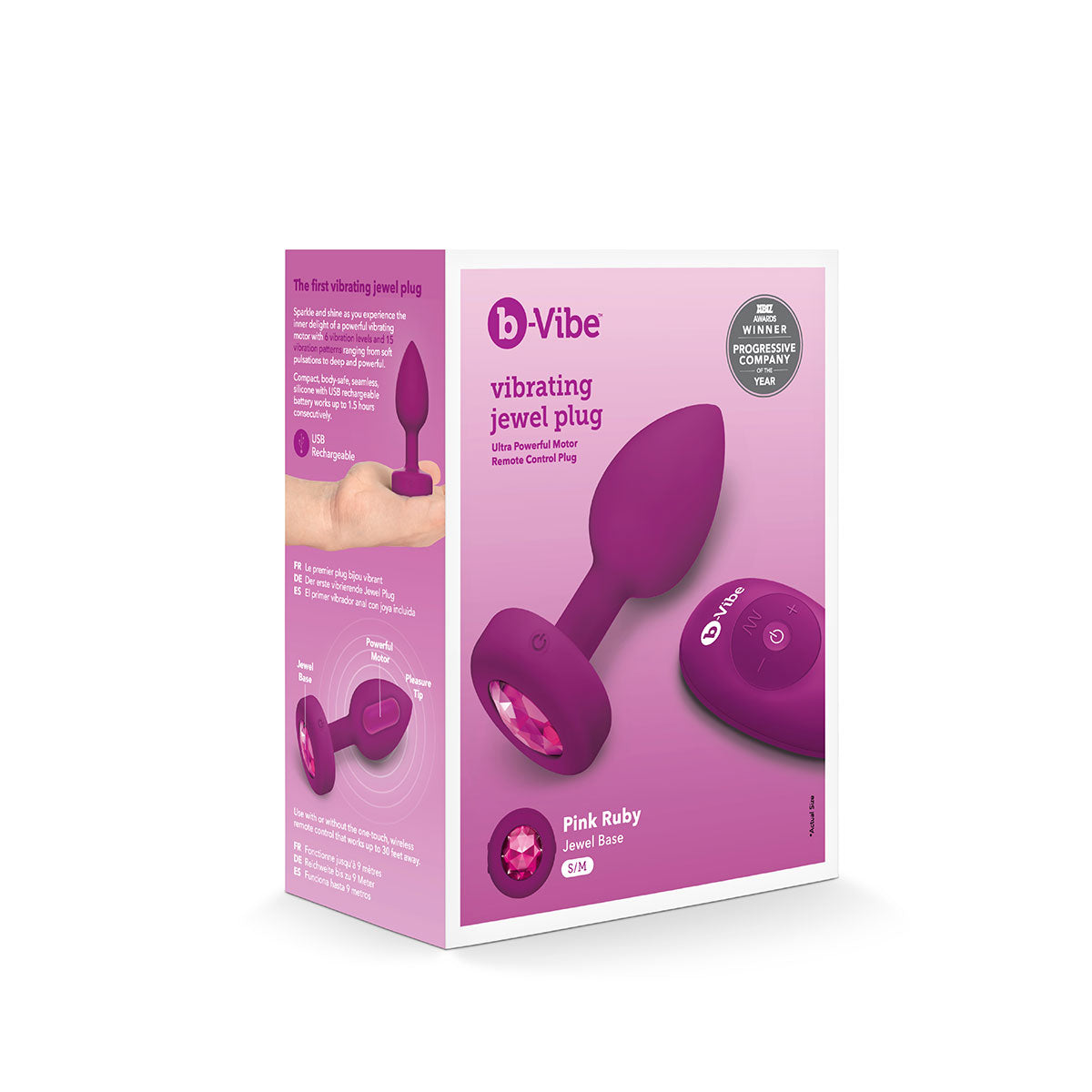 B-Vibe Vibrating Jewel Plug Small/Medium - Fuchsia