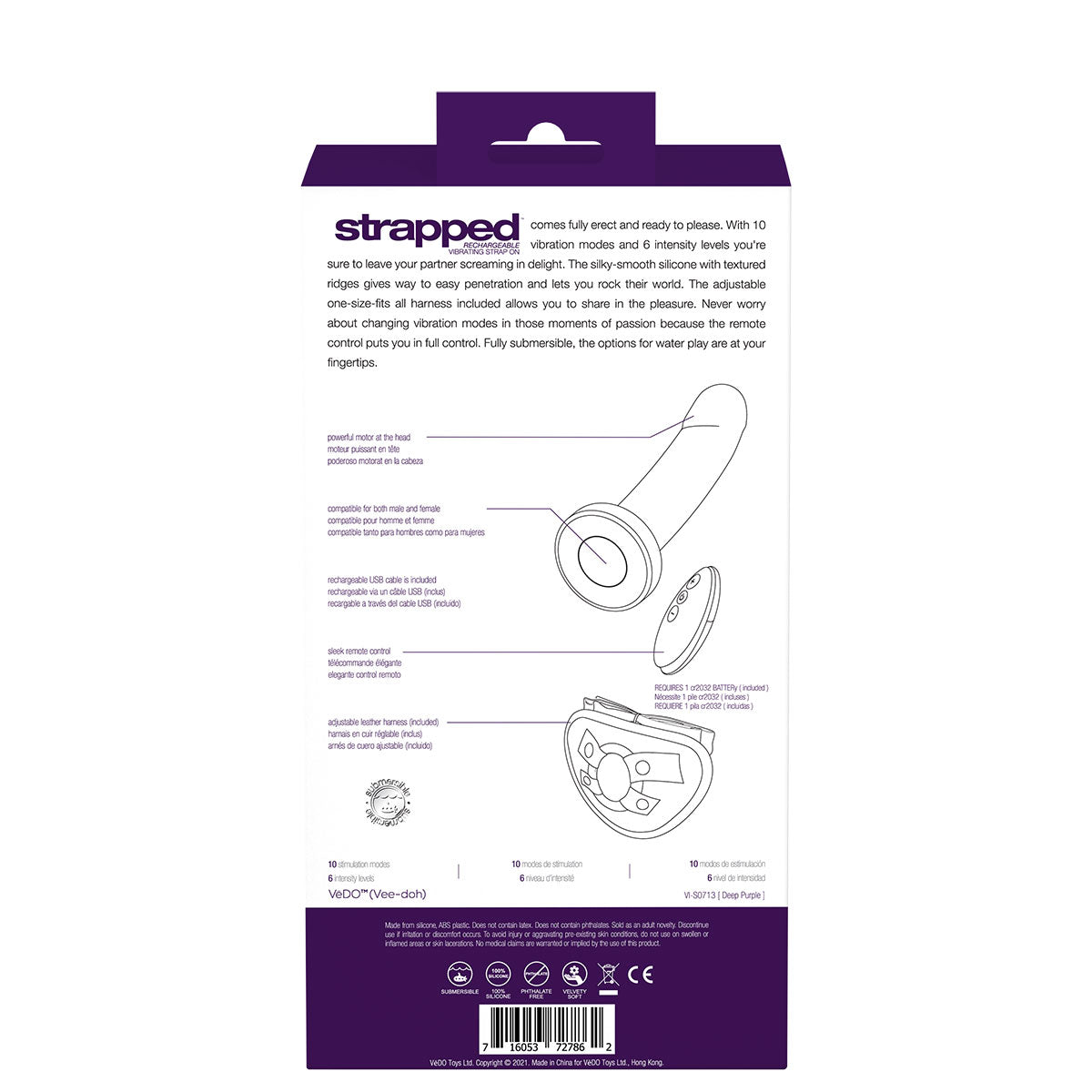 VeDO Strapped Vibrating Strap-On - Purple