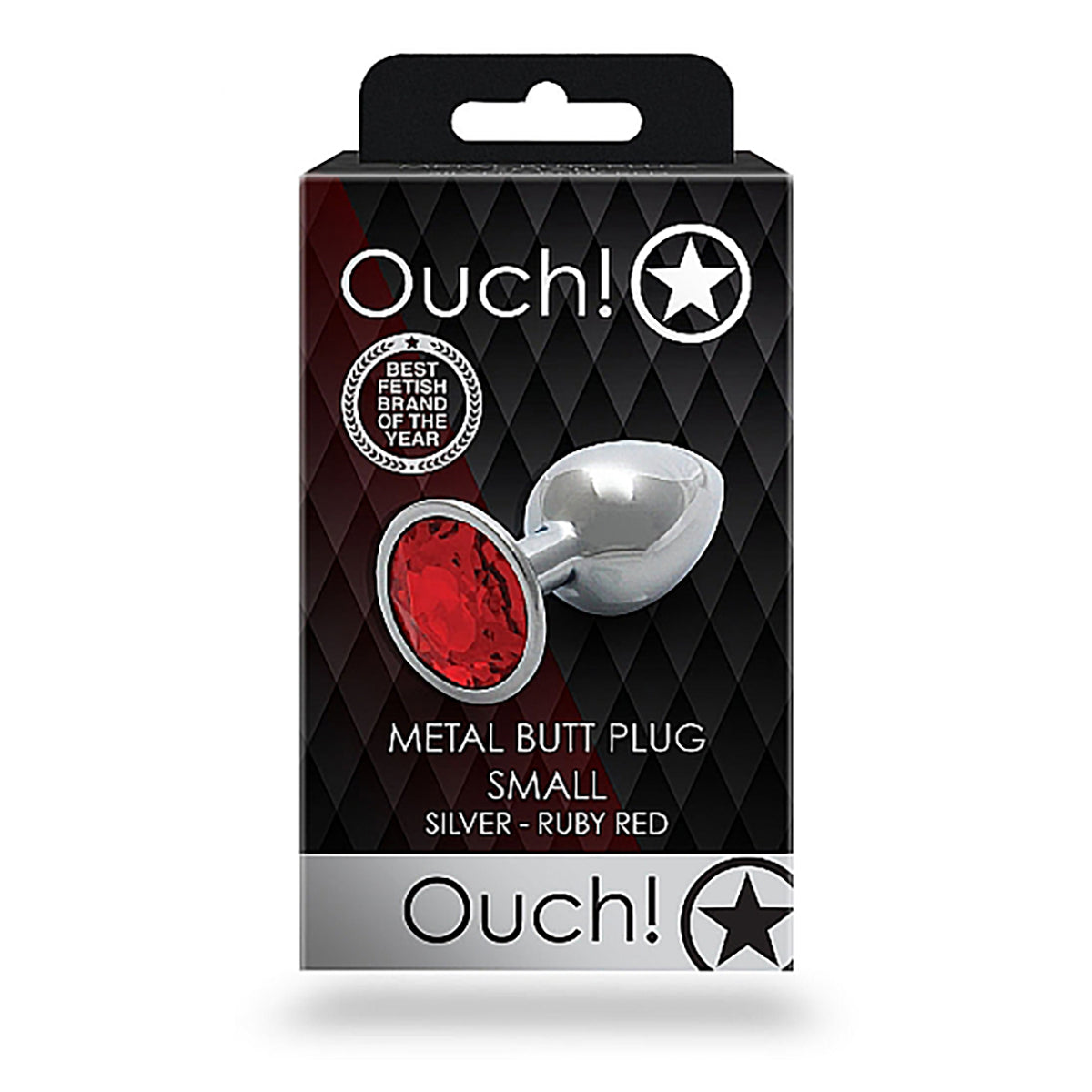 Shots Ouch! Round Gem Butt Plug Small - Silver/Ruby Red