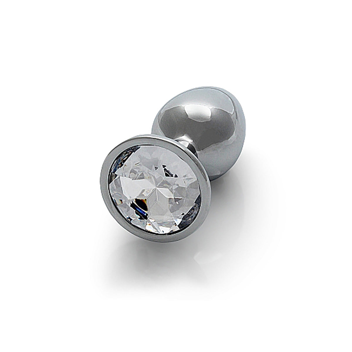 Shots Ouch! Round Gem Butt Plug Small - Silver/Diamond