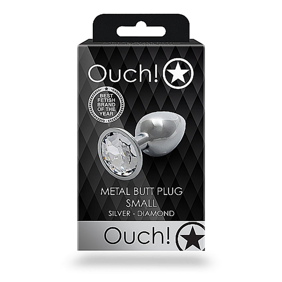 Shots Ouch! Round Gem Butt Plug Small - Silver/Diamond