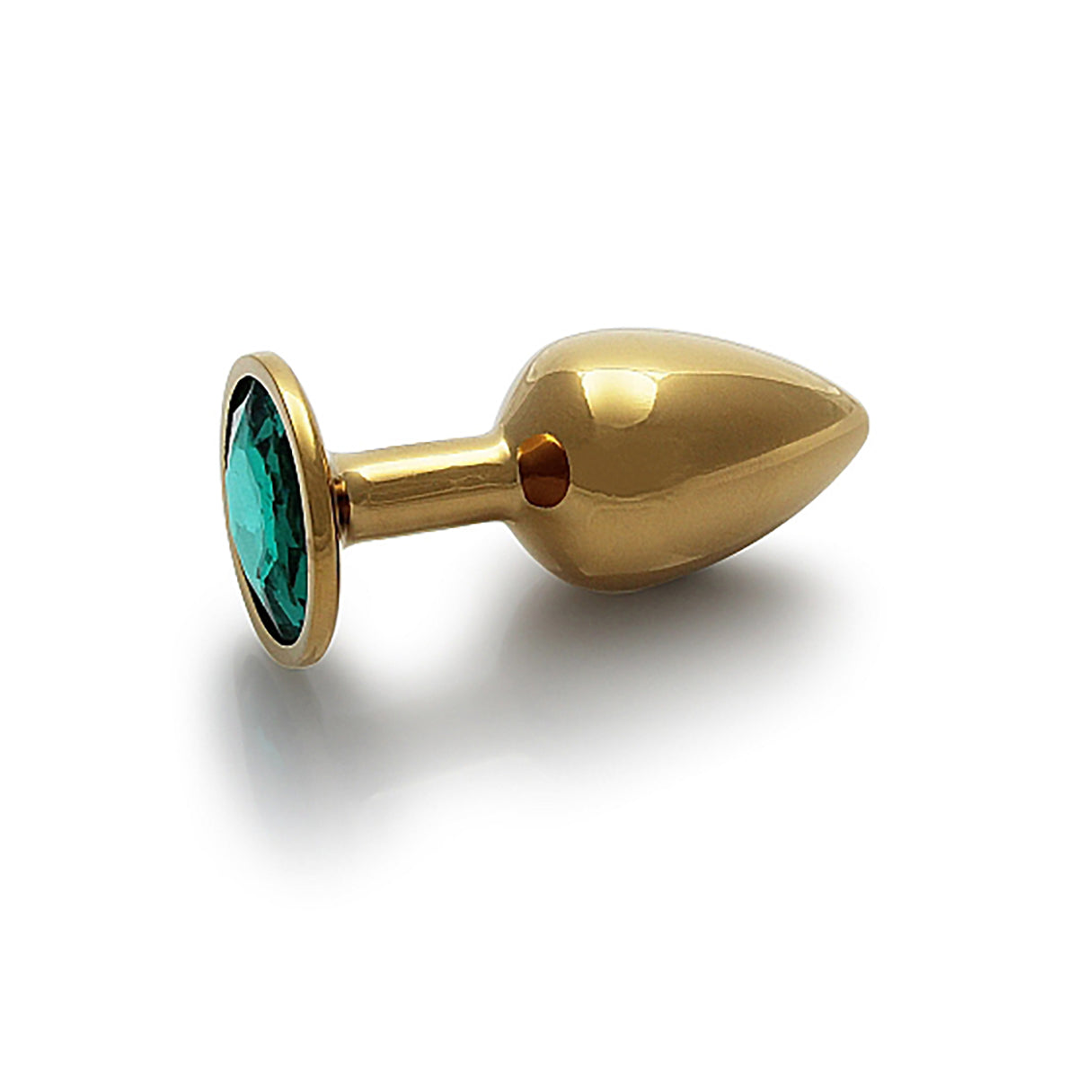 Shots Ouch! Round Gem Butt Plug Small - Gold/Emerald Green