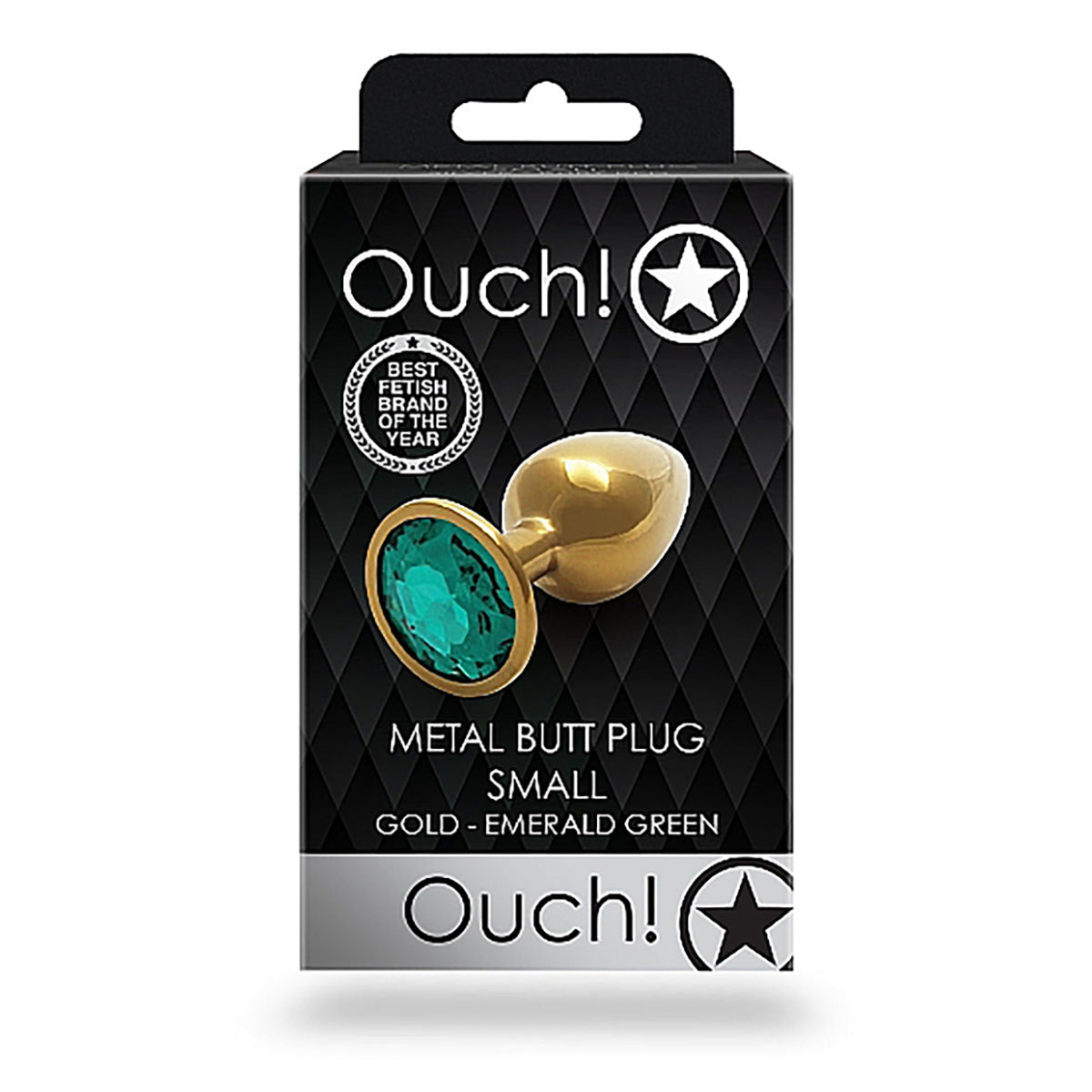 Shots Ouch! Round Gem Butt Plug Small - Gold/Emerald Green