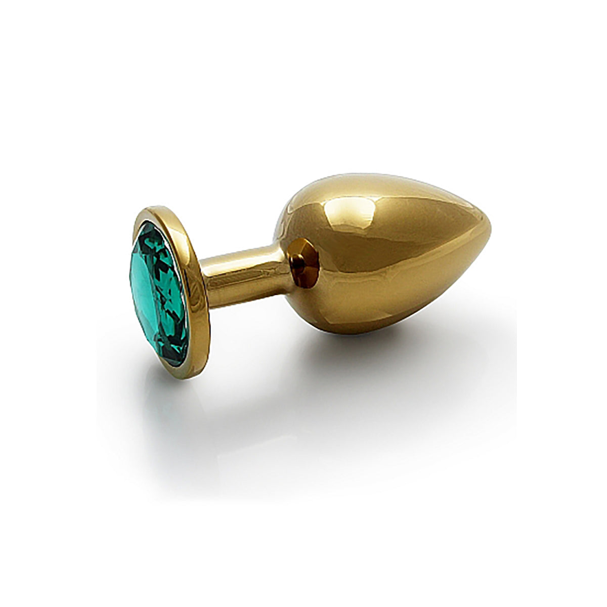 Shots Ouch! Round Gem Butt Plug Large - Gold/Emerald Green