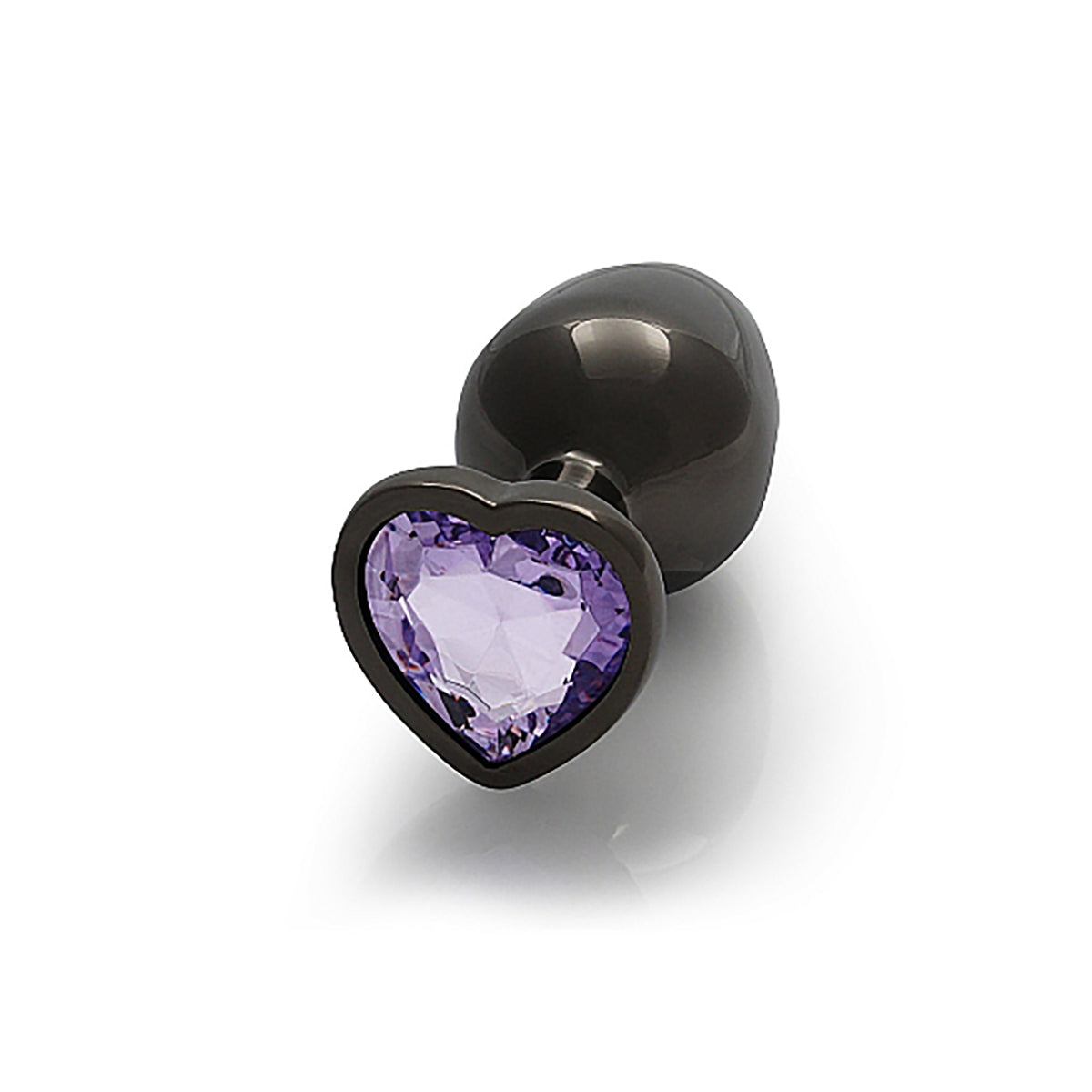 Shots Ouch! Heart Gem Butt Plug Medium - Gunmetal/Amethyst