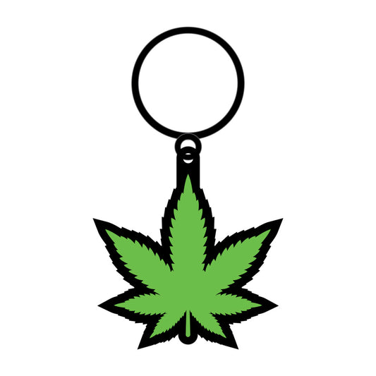 Wood Rocket Green Leaf Keychain